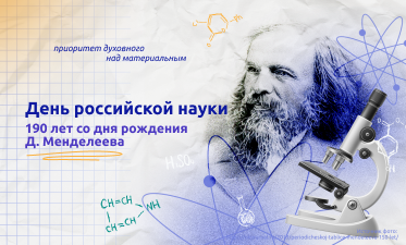 День российской науки. 190 лет со дня рождения Д. Менделеева.